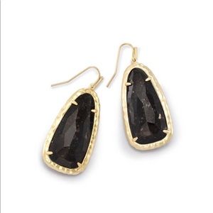 Kendra Scott Lyn brass black granite drop earrings